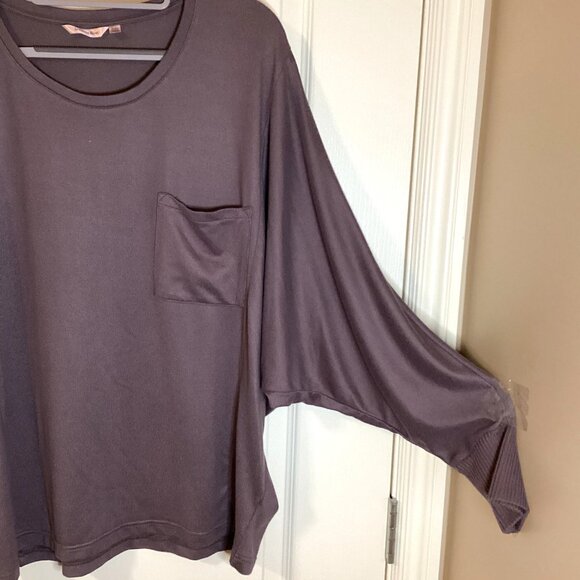 La Vie en Rose Women's Purple Batwing Top Long Sleeve T-Shirt Size L Stretchy - Picture 2 of 7